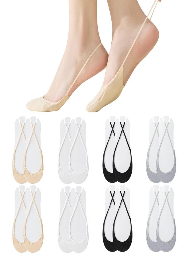 PASDUCHAS 8 Pairs Socks for High Heels, Ultra Low No Show Non Slip Slingback Toe Socks - Image 1
